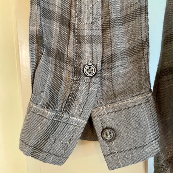 Paige Plaid Flannel Shirt DUSKY BLUE/WHITE/GRAY/BLACK size S - Picture 6 of 7